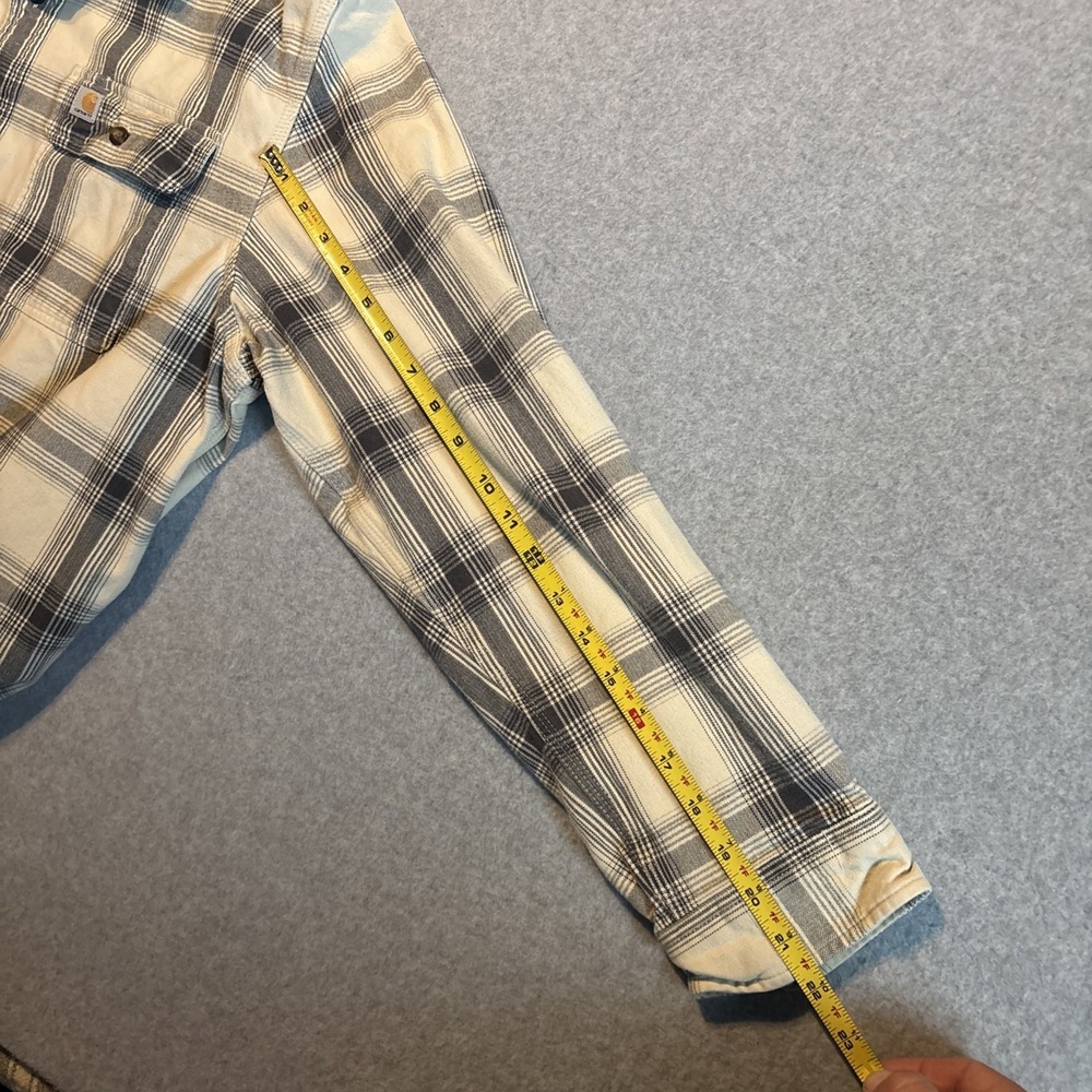 Carhartt Long Sleeve Button Up Heavy Weight Plaid Tan Mens XL Original Fit READ - Picture 9 of 15